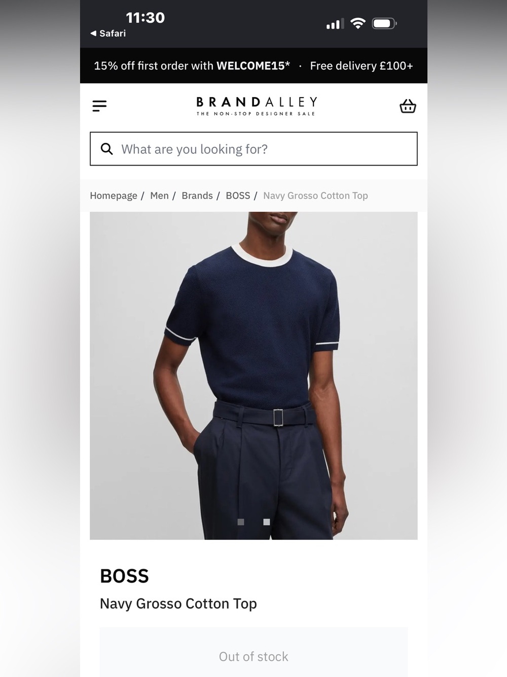 BOSS H-Laruso Short-Sleeved Sweater Blue Size Small
